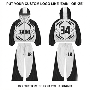 ZAINI Premium Men's Winter Sportswear <b>Set</b> Hooded Windbreaker Suit Polyester/Nylon <b>Knitted</b> Fabric Breathable 300g Front Logo - Product Image 1