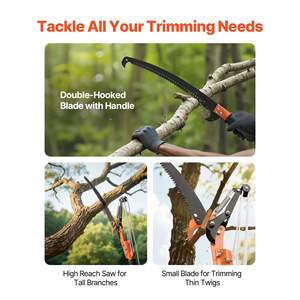 Manual Pole Saw 4.46-26.4ft <b>Extendable</b> <b>Tree</b> <b>Pruner</b> Scissors Sharp 65Mn Steel Blade Lightweight Fiberglass Handle Two Saws Model - Product Image 3