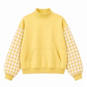 <b>Women</b> Gingham Sleeve Sweatshirt Mockneck Pullover <b>Top</b> Long Sleeve Casual Apparel Relaxed Comfortable Autumn Wear - Product Image 6