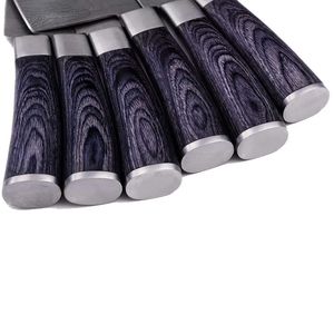 Damascus Steel <b>Knife</b> <b>Set</b> 6-Piece Sustainable Durable Wood Handle Polished Blade <b>Sharp</b> Chef <b>Knives</b> Ambidextrous OEM Wholesale - Product Image 4