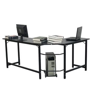 Scrivania per Computer a L in Stile Europeo YS, in MDF Nero con Libreria Convertibile per Gaming e Ufficio - Product Image 4
