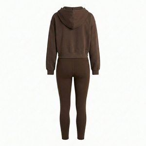 Conjunto de 3 piezas de vestido de tenis y pickleball para mujer, de manga corta, con capucha, leggings cortos hasta la rodilla, de punto, de elastano, para todas las estaciones - Product Image 3