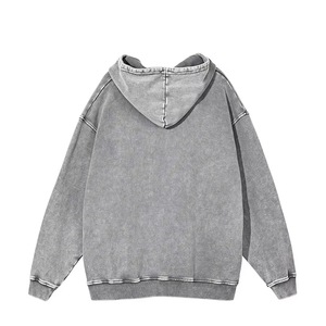 <b>Men's</b> Vintage Washed <b>Grey</b> Hoodie Casual Pullover <b>Sweatshirt</b> With Front Pocket Long Sleeve Loose Fit Tops - Product Image 2