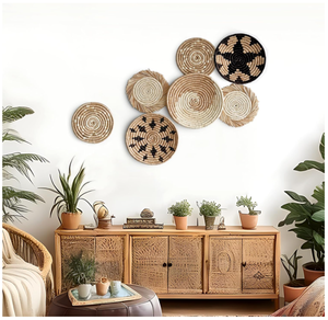 Handwoven Water Hyacinth <b>Wall</b> <b>Decor</b> Natural Boho Woven <b>Wall</b> Art for Home, Cafe, or Hotel Interior Styling - Product Image 2