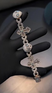 VVS Moissanite Diamond <b>Cross</b> <b>Bracelet</b> 925 Sterling <b>Silver</b> Infinity <b>Cross</b> Baguette and Round Cut Moissanite Tennis <b>Bracelet</b> - Product Image 6