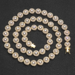 925 Silver Lab Grown Diamond Round Link Chain Luxury <b>Statement</b> <b>Necklace</b> for Men - Product Image 1