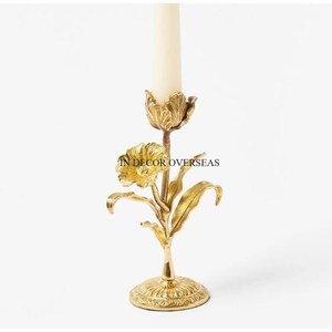 Portavelas de aluminio fundido de alta calidad, chapado en oro, con diseño de flores y hojas, accesorios de iluminación a un precio impresionante. - Product Image 1