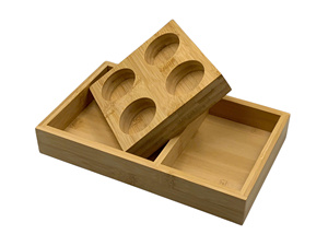 Plateau de spa en bambou personnalisé, support en bois pour pédicure avec 4 compartiments, plateau de service rectangulaire pour hôtel et salon - Product Image 1
