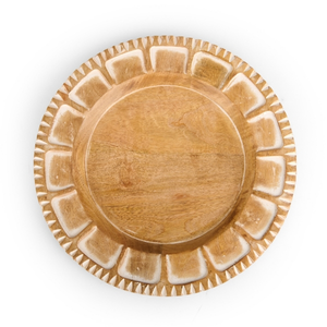 Assiette de présentation en bois décorative, style antique, faite à la main, ronde, prix imbattable - Product Image 1