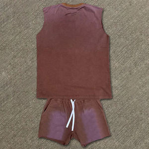 ชุดเซ็ตใหม่ล่าสุด เสื้อยืดวินเทจสั่งทำพิเศษ กางเกงขาสั้น ชุดเซ็ตสองชิ้น ชุดวอร์มลายพิมพ์กรด เสื้อยืดและกางเกงขาสั้นสำหรับผู้ชาย - Product Image 3