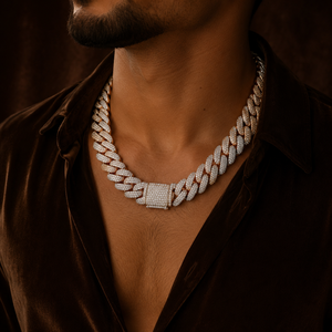 Plated Rose Gold Moissanite Cuban Chain Necklace Fully Brilliant Round Diamond Bold Link <b>Choker</b> Custom Men's Jewelry Gift - Product Image 1