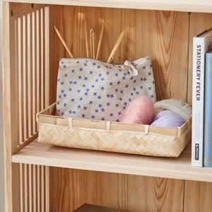 Bandeja de servicio de bambú rectangular rústica minimalista moderna personalizada para almacenamiento de frutas hogar cocina restaurante Decoración - Product Image 3