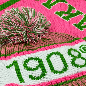 Conjunto de Bufanda y Gorro Rosa AKA, Gorro de Invierno de Punto Rosa y Gris con Bufanda a Juego, Conjunto de Regalo Cálido Bordado en Verde para Mujer - Product Image 6