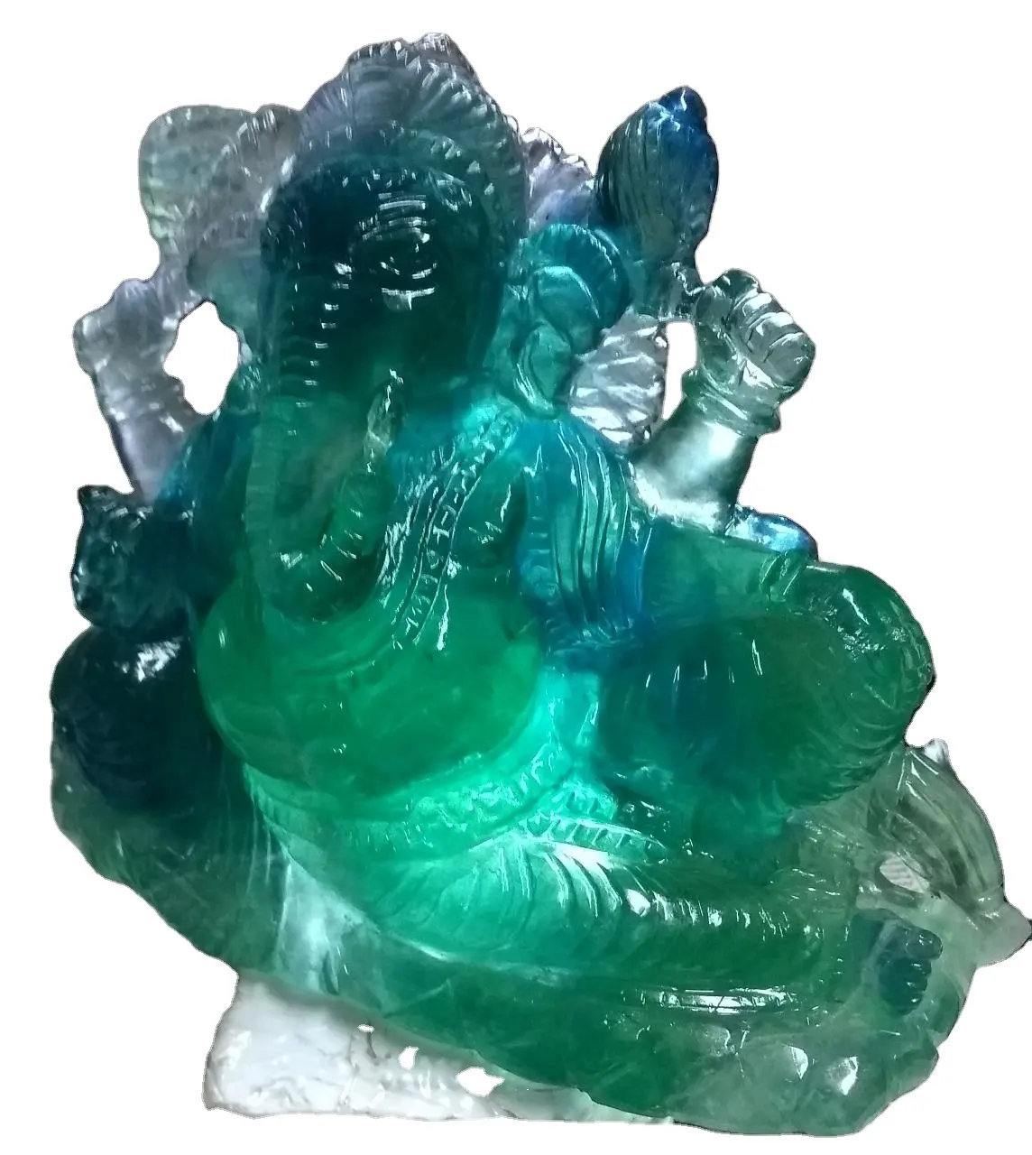 Escultura tallada a mano de Ganesha de fluorita, estatua tallada a mano, Piedras naturales, piedra curativa de cristal