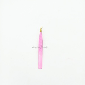 Pince à épiler de haute qualité Outils d'extension de faux cils Couleurs roses Pince à cils en acier inoxydable à vendre - Product Image 1