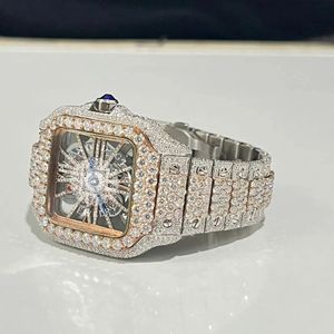 Splendide montre de luxe pour femme avec diamants, boîtier carré en acier inoxydable, mouvement à quartz analogique, fermoir déployant, 39 mm - Product Image 4