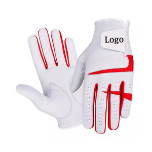 Gant de golf en cuir véritable blanc avec logo personnalisé, bordure rouge, main droite, antidérapant, fermeture auto-agrippante, fabricant OEM ODM, vente en gros - Product Image 5