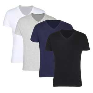 เสื้อยืดน้ำหนักเบาสำหรับใส่ทุกวัน ผ้าฝ้าย สวมใส่สบาย ระบายอากาศได้ดี แขนครึ่งตัว คอวี ลำลอง - Product Image 1