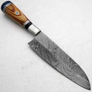 Couteau de chef en acier Damas sur mesure, lame de cuisine ultra-affûtée, manche en bois de noyer, fabricant OEM professionnel - Product Image 3