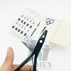 Mini tijera negra mate de acero quirúrgico sostenible, agujas tipo C, abridor de cuentas antideslizante, alicates, herramienta para extensiones de cabello - Product Image 6