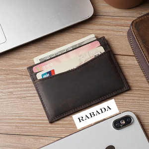 Tarjetero personalizado de cuero de grano completo Crazy Horse de doble cara con logotipo personalizado Función de bloqueo RFID - Product Image 3