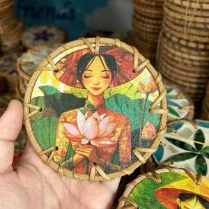 Posavasos Redondo Clásico de Ratán, Resistente al Calor, Ecológico, Aislante, Antideslizante, Decoración de Mesa, Tamaño Personalizado - Product Image 5