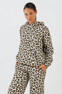 Vente en gros de sweats à capuche personnalisés pour femmes, imprimé léopard blanc et jaune, streetwear, sweats à capuche surdimensionnés de qualité supérieure pour femmes - Product Image 3