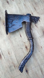 Poignée de porte en fer forgé galvanisé de style moderne, résistante à la rouille, avec design lame de hache surélevée, installation facile pour la décoration de portail - Product Image 4