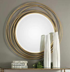 Modern Round Brass Wall <b>Mirror</b> Decorative Framed <b>Design</b> for Living Room Bedroom - Product Image 5