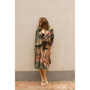 ชุดเดรสคาฟทันผู้หญิงสไตล์โบฮีเมียน ลายมัดย้อม แขนทรงปีกค้างคาว ทรงหลวม ใส่คลุมชายหาด ชุดเดรสยาวทรงหลวมสำหรับใส่เที่ยวพักผ่อนฤดูร้อน - Product Image 2