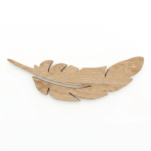 Sculpture murale artisanale en bois avec plumes, décoration murale minimaliste en bois sculpté, décoration murale bohème pour salon et chambre à coucher - Product Image 1