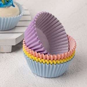 Moldes Desechables para Cupcakes con Diseño de Ondas de Perlas Coloridas, Recubiertos de Pulpa de PE, Impresión de Logotipo Personalizado, 70 g/m², Grado Alimenticio - Product Image 2