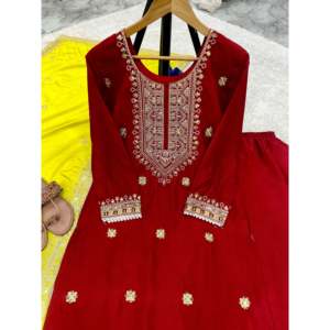 Ensemble de costume de fête pour femmes avec un dupatta fantaisie et un haut et un bas de vêtements avec pendentif - Product Image 6