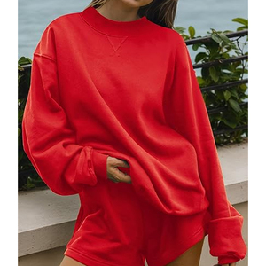 Customized Heavyweight Long Pullover Mock neck Printed Streetwear Sweatshirt Winter Oversized Women's 100% Cotton - Product Image 2