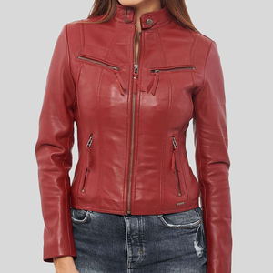 Wholesale Factory Genuine <b>Leather</b> Long Sleeved Breathable Zipper Winter Women's Stylish <b>Outfit</b> Customizable Knitted Finished - Product Image 1