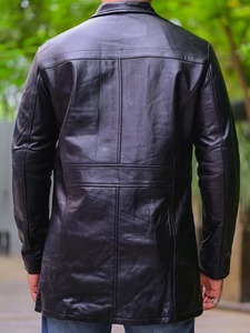 Abrigo Largo de Cuero Genuino de Cordero para Hombre, Estilo Gabardina, Clásico de Invierno, Chaqueta de Cuero Personalizada al por Mayor - Product Image 3