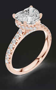 Bague de fiançailles en or rose avec diamant de laboratoire taille cœur, design solitaire romantique, sertie à griffes, luxe, plaqué rhodium, or massif 14K - Product Image 4