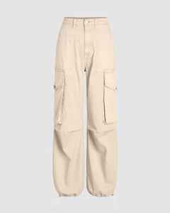 Pantalones Cargo para Mujer, Cintura Alta, Corte Holgado, Múltiples Bolsillos, Estilo Casual, Cómodos para Uso Diario - Product Image 5