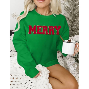 Sudadera de Navidad para Mujer con Estampado Gráfico y Parche de Chenilla, Cuello Redondo, Oversize, Invierno, con Capucha - ¡Gran Oferta! - Product Image 2