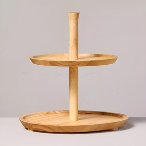 Élégant support à gâteau à 2 niveaux en bois de manguier, plateau de service et présentoir à cupcakes pour l'organisation de la cuisine, les fêtes, les mariages et la décoration intérieure - Product Image 1