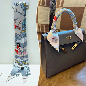 Double Colored Paisley Twill Silk Scarf New Brand Design Luxury Scarf Women Foulard Skinny Bag Scarves Neckerchief Hair <b>Headband</b> - Product Image 4