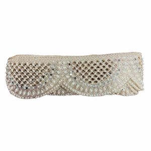 Delicate Pearl Mirror Motif Lace Border Trim for Indian Ethnic Saree <b>Kaftan</b> Lehenga Blouse and Designer Garment Embellishment - Product Image 1