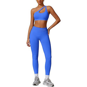 Ensemble de yoga fluide pour femme, tissu ultra doux effet seconde peau, soutien-gorge de sport, leggings sculptants taille haute, nylon élasthanne sans couture - Product Image 1