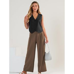 2025 femmes lin bouton sans manches robe 2025 à la mode affaires tenues décontractées pour printemps et été Sexy tissé gilet hauts - Product Image 6