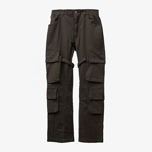 Pantalones Cargo de Lona para Hombre DAIZEN STAR INTERNATIONAL, Cierre con Cordón, Múltiples Bolsillos, Diseño Sólido, Cintura Elástica, Ropa de Trabajo - Product Image 2
