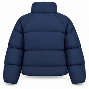<b>Women's</b> <b>Navy</b> <b>Blue</b> Quilted Puffer Jacket Stand Collar Long Sleeve Warm Winter Coat - Product Image 2