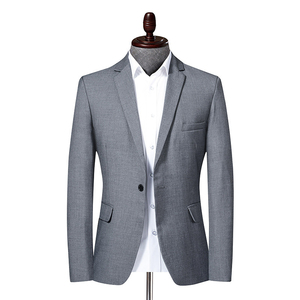 Blazer de Hombre de Un Solo Pecho con Cuello de Solapa, Chaqueta de Traje de Poliéster Antiarrugas, Estilo Británico, Largo Regular - Product Image 6