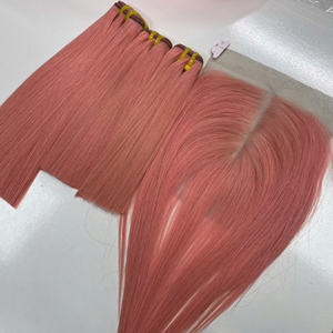 Cabello Virgen Vietnamita Liso Color Rosa Pastel, Cabello Humano de Lujo, Super Double Draw, Envío Rápido desde Fábrica, Super Draw - Product Image 5