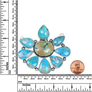 จี้ทองชุบสไตล์โบฮีเมียนตะวันตกแบบใหม่มาแรง ประดับด้วยหินเทอร์ควอยซ์แอริโซนาและหินสตาร์ลิงซิลเวอร์ สร้อยคอทำมือ - Product Image 4