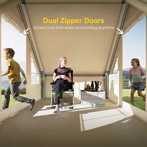 Carpa Inflable para Camping de 4 Estaciones con Bomba Manual, Impermeable y Resistente al Viento, con Ventanas y Puertas de Malla - Product Image 6